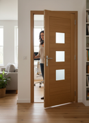 Premium Fully Finished Oak External Doorset with Obscure Glass, 5 Way Multi-Point Locking System & Security Features