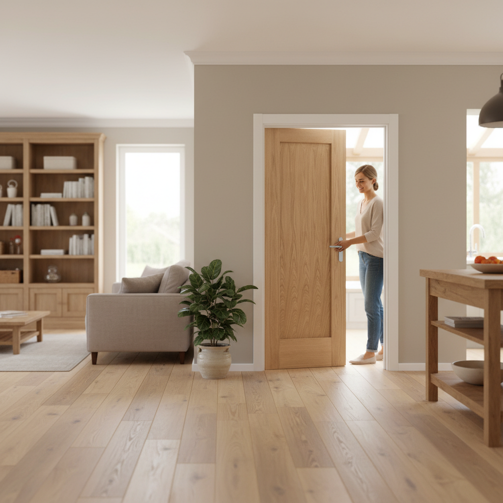 Premium Bespoke Made-to-Measure Internal Door with One Panel - Unfinished Oak for Custom Fit