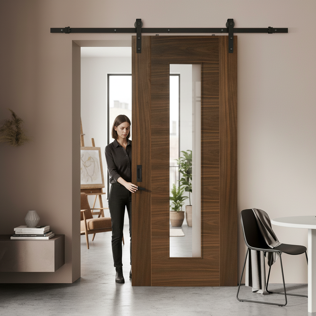 Fully Finished Milano 1 Light Clear Glass Sliding Door
