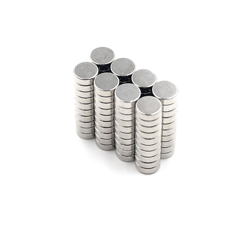 Pack of 100 Neodymium 4mm Disc Magnets Silver N35 Grade With Plastic Spacers