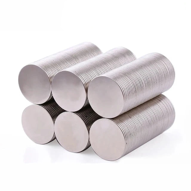 Silver N35 Neodymium Disc 1mm Magnets Nickel With Adhesive 100-Pack