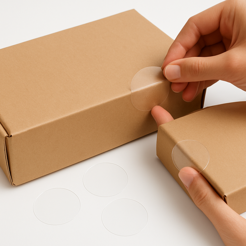 Premium Transparent Sticky Dots Clear Circular Labels for Packaging Shipping & Crafts