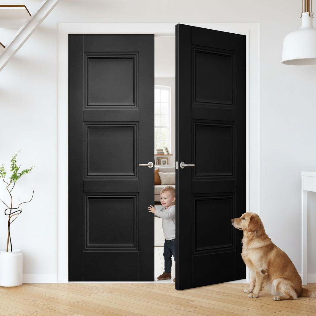 Internal Black Primed Pair Door with Sleek Design