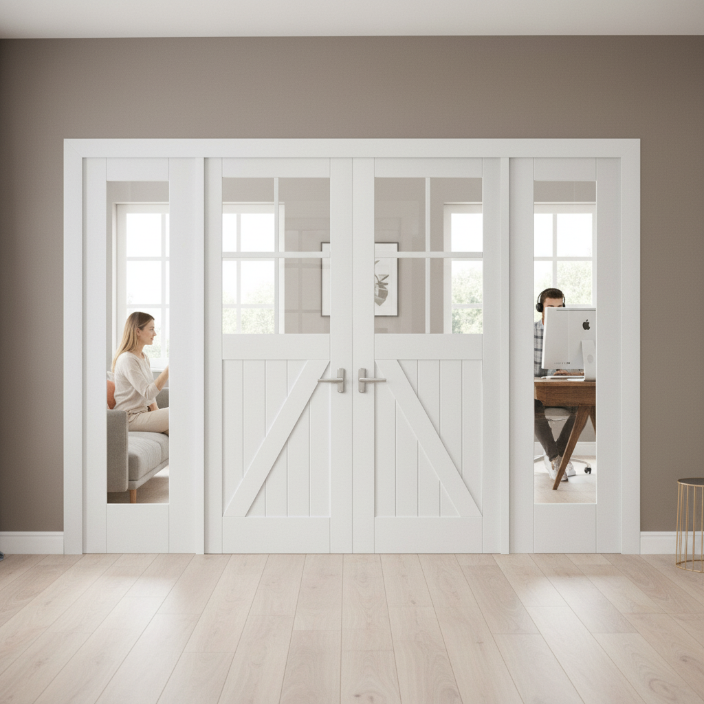 Internal Room Divider Set with Clear Glass Panels