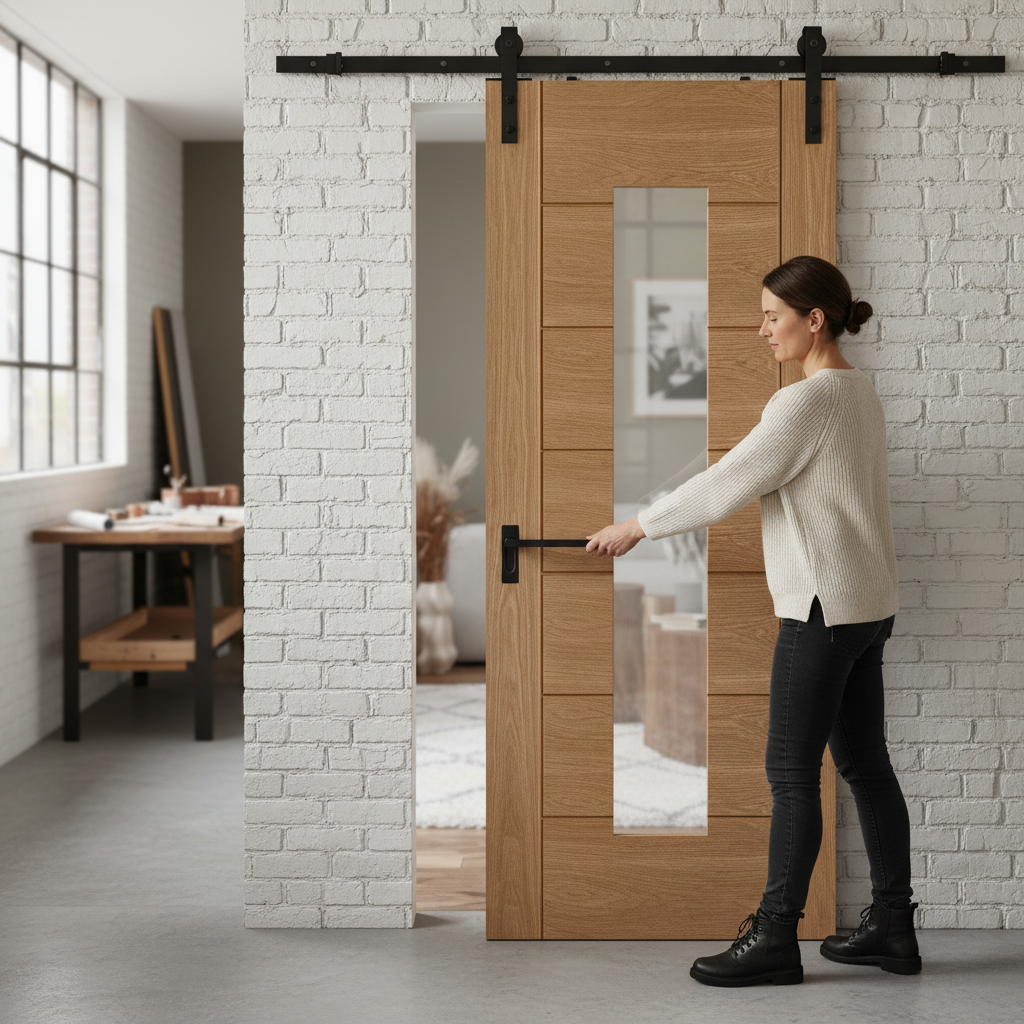 Oak Internal Fully Finished Sliding Door