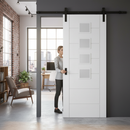 Internal Sliding Door Set with 4 Light Obscure Glass Pane...