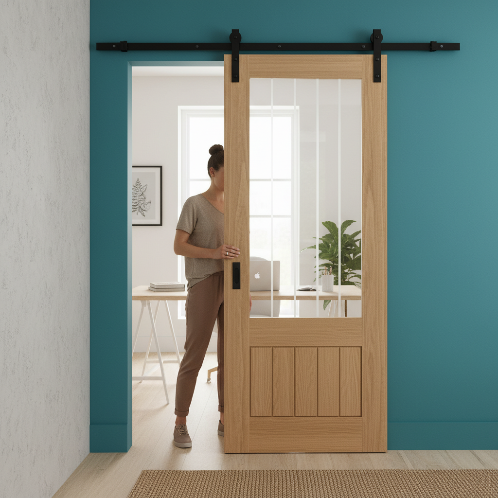 Internal Unfinished Sliding Door with Clear Glass
