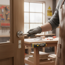 Stylish Chrome Lever On Round Rose Handle Set | With Hinges & Latch | Internal Doors