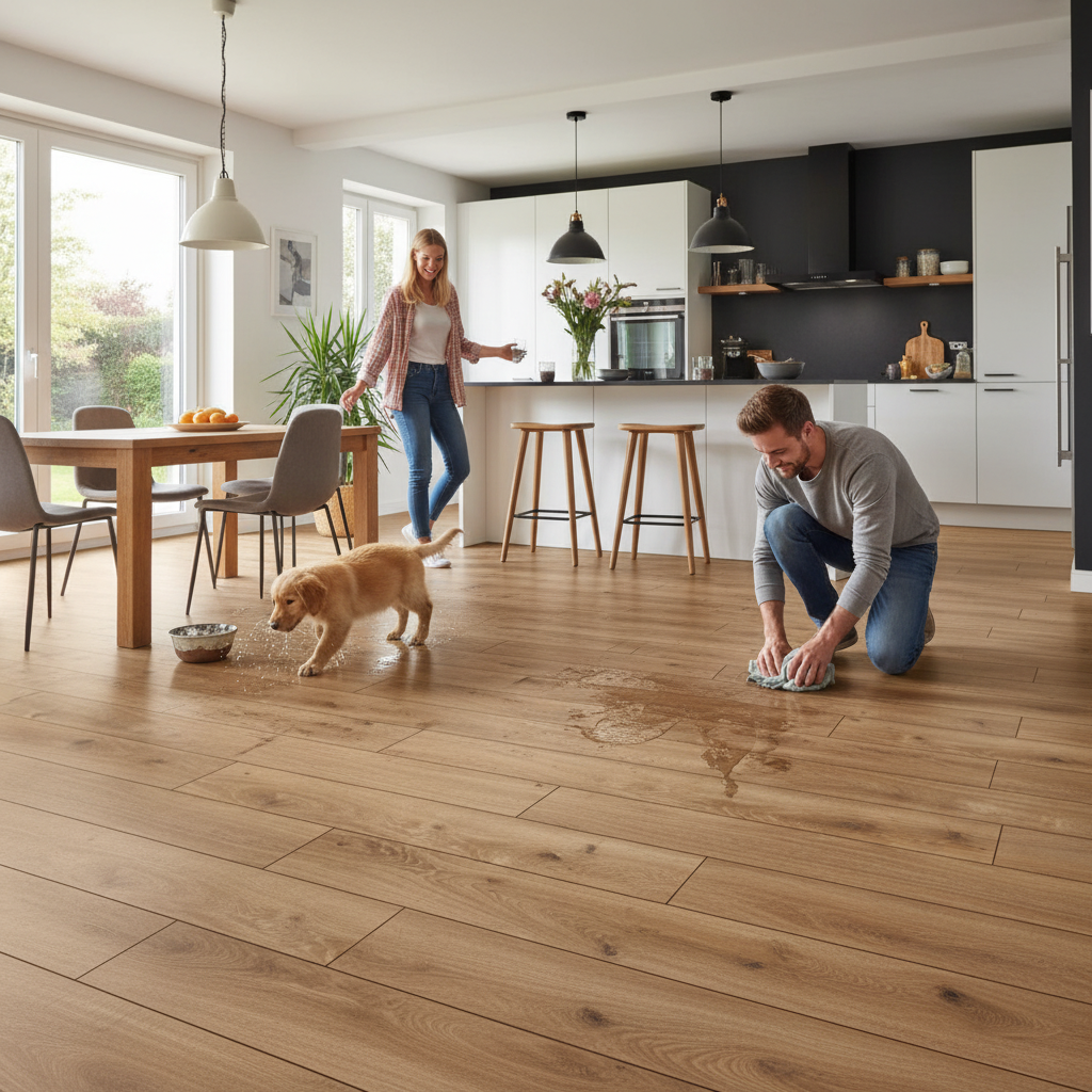 Water-Resistant Laminate Flooring - Natural Wood Imitatio...