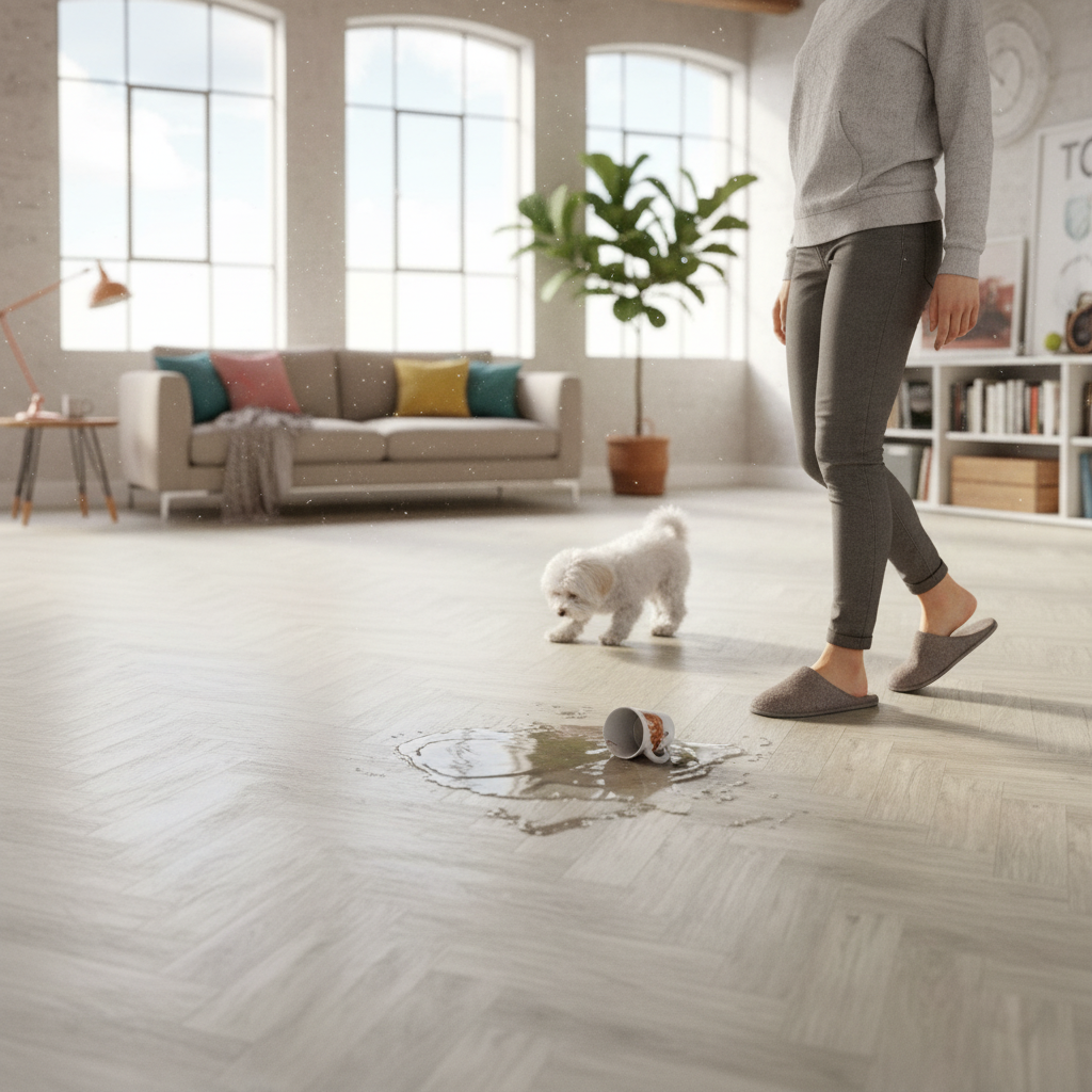 Premium Water-Resistant 8mm Matt Laminate Flooring with Herringbone Design for Modern Homes