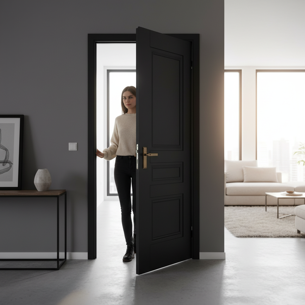 Internal Fully Finished 3 Panel Elegance Door - Jet Black