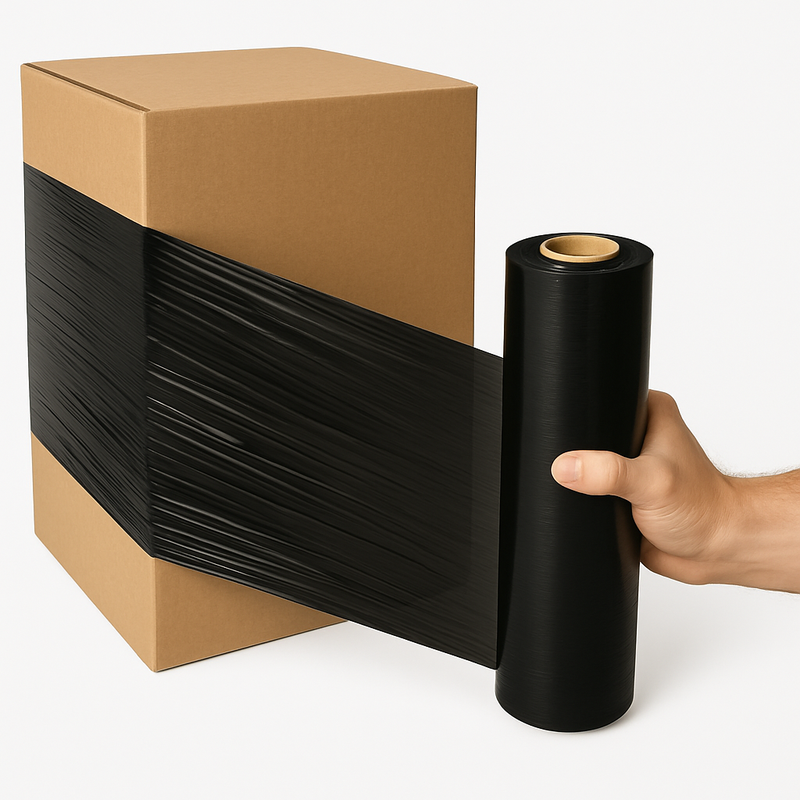 Premium Black Cast Machine Film High-Stretch Pallet Wrap for Turntable Machines Theft-Resistant