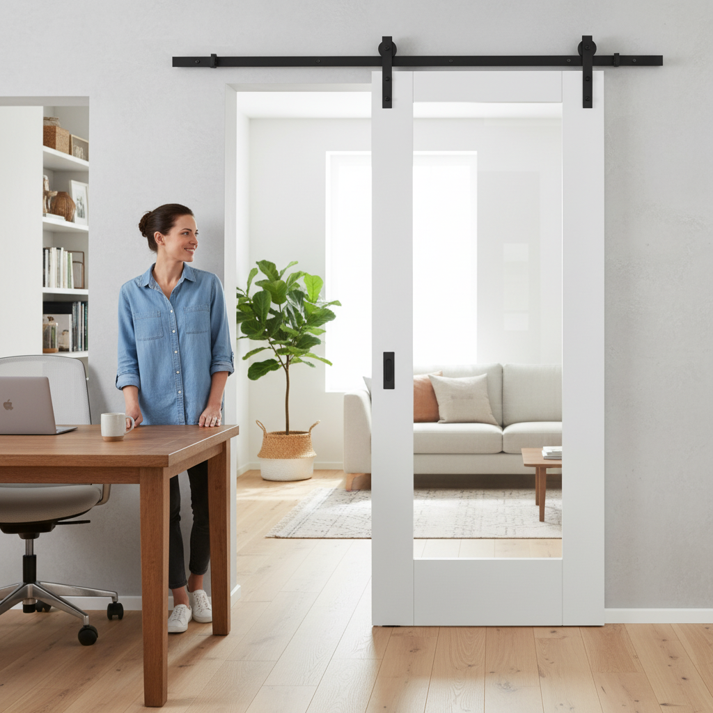 Internal Sliding Door with Clear Glass Light Panel