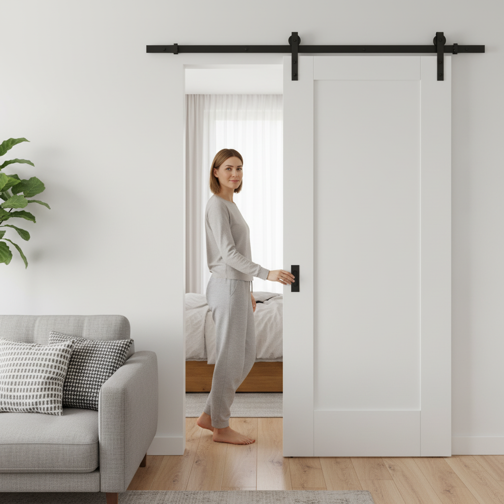 White Internal Primed Pattern 10 1 Panel Sliding Door