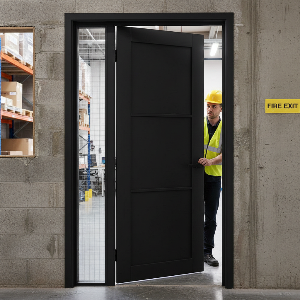 Fully Finished 3 Panel Industrial Studio FD30 Fire Door