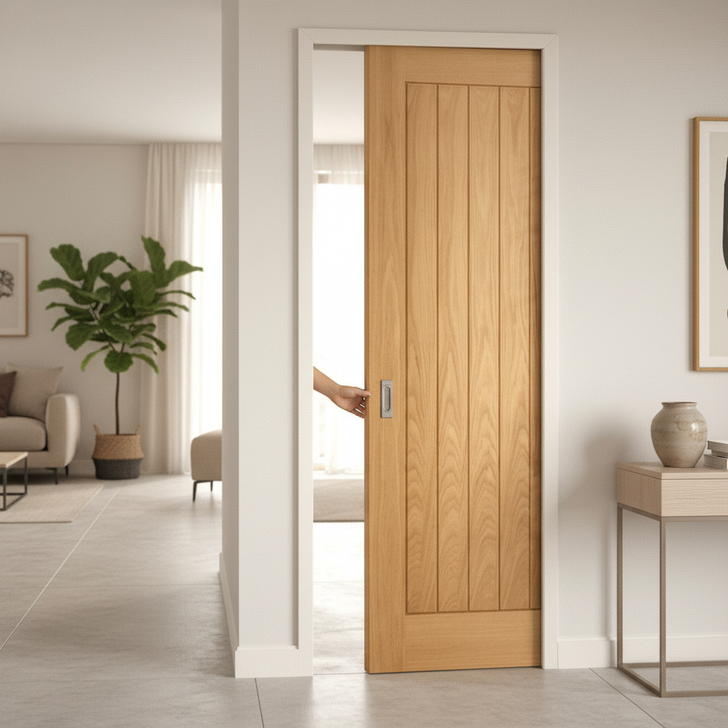 Fully Finished Internal Pocket Door Set with Elegant Oak ...