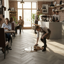 Premium 8mm Water-resistant Grey Chevron Laminate Flooring - High-Performance for Modern Homes