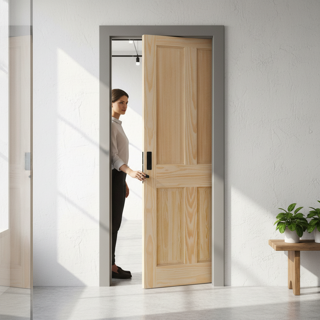 Clear Pine Unfinished Internal Malton 4 Panel Pocket Door...