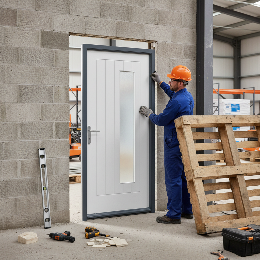 External White Composite Door with Obscure Glass Panel - ...