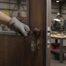 Fire Rated Lever Handle Set with Round Rose Design - Blac...