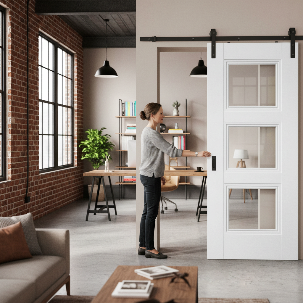 Internal White Primed Sliding Door Set