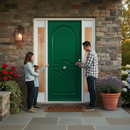 Premium Custom Made 1661 Arch 2 Panel External Door with Solid Merbau Hardwood and Custom RAL Color Options