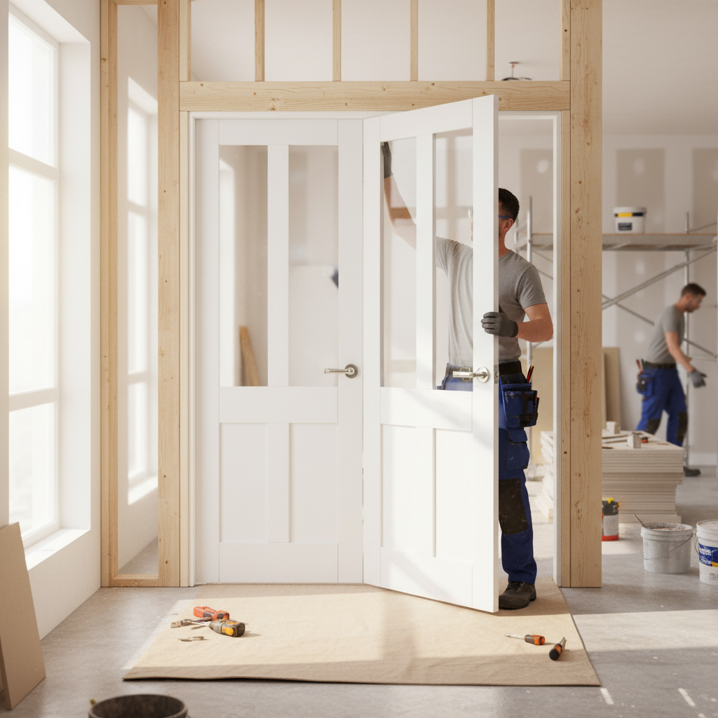 Internal White Primed Victorian 2 Panel 2 Light Clear Gla...
