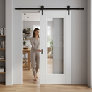 Internal Sliding Door with Clear Glass and Black Steel Track