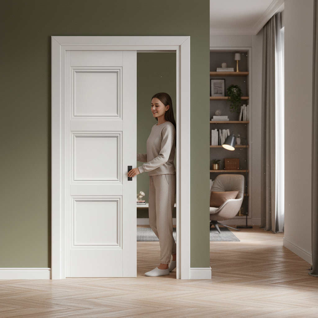 White Primed Internal Pocket Door Set with Modern Design