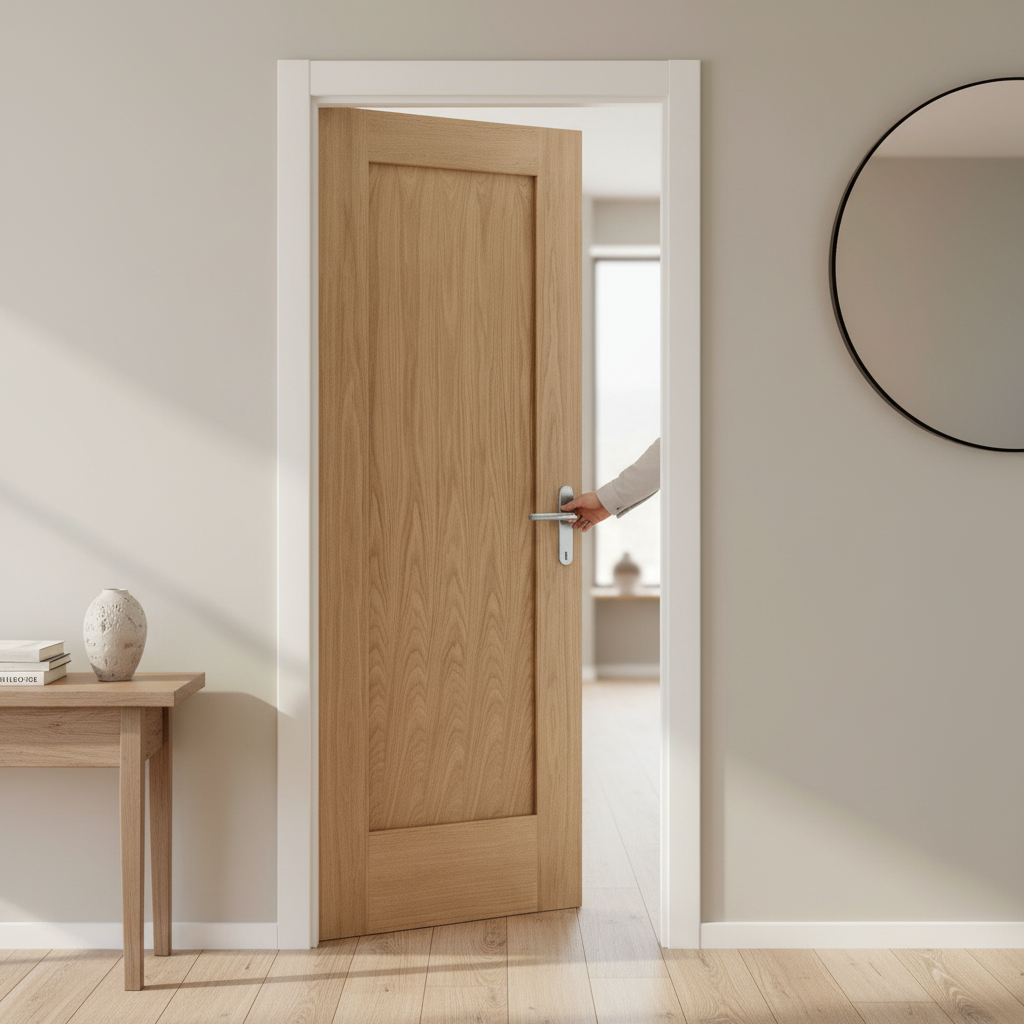 Premium Bespoke Made-to-Measure Internal Door with One Panel - Unfinished Oak for Custom Fit