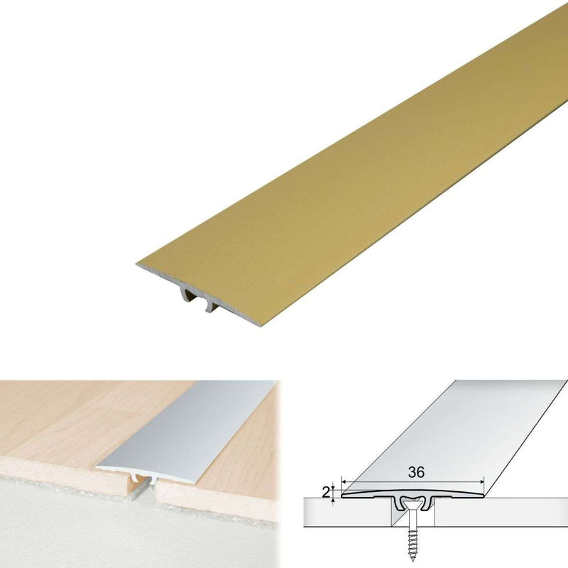 Premium Quality 36mm Aluminium Door Threshold Seamless Transition for Wood Carpet Vinyl & Tile Floors Easy Quick Installation with No Screws Visible