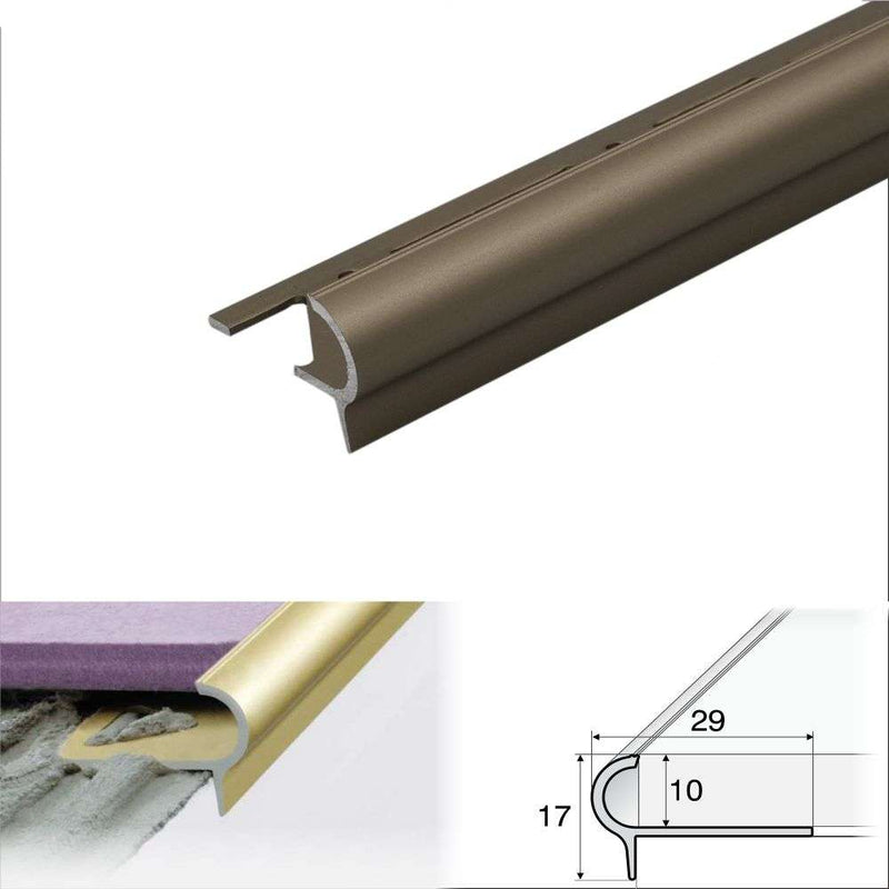 Premium Aluminium Stair Nosing Trim for Tiles Rounded Edge 9mm x 17mm x 10mm Durable & Elegant Protection for Your Stairs