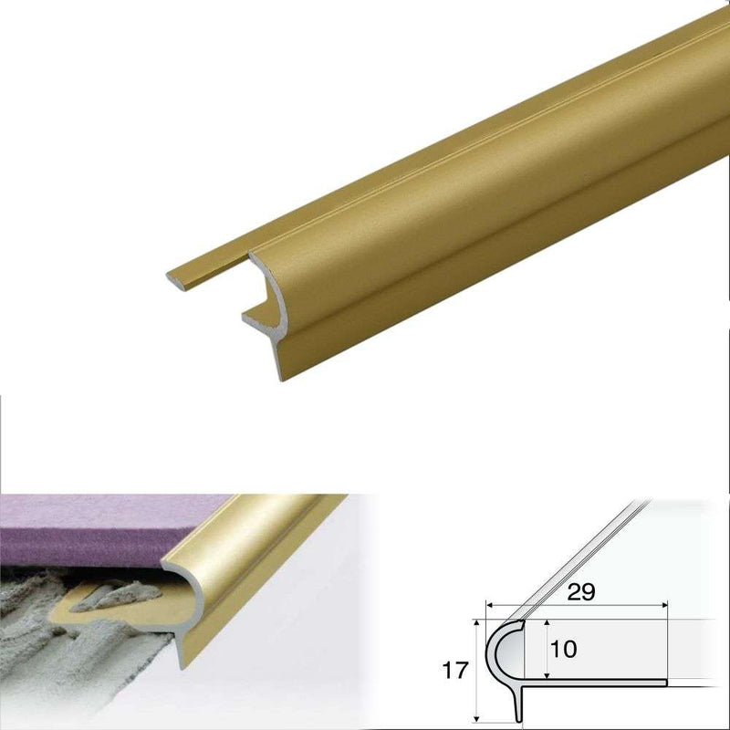Premium Aluminium Stair Nosing Trim for Tiles Rounded Edge 9mm x 17mm x 10mm Durable & Elegant Protection for Your Stairs