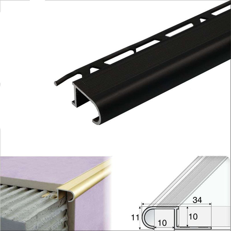 Premium Aluminium Stair Nosing Non-Slip Grooved Trim for Tiles Durable & Stylish Solution for Commercial & Residential Staircases!