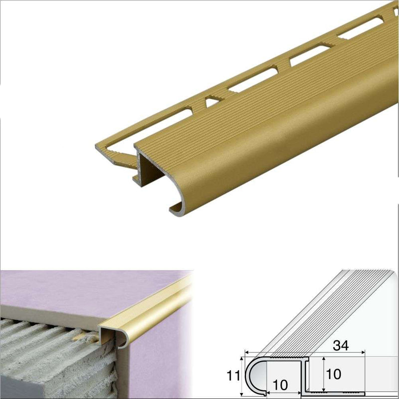 Premium Aluminium Stair Nosing Non-Slip Grooved Trim for Tiles Durable & Stylish Solution for Commercial & Residential Staircases!