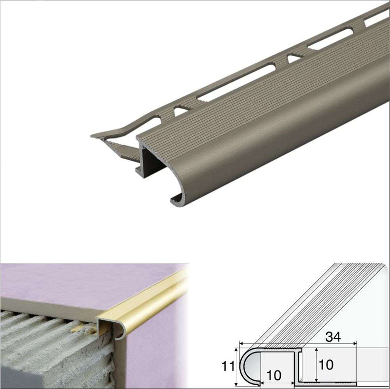 Premium Aluminium Stair Nosing Non-Slip Grooved Trim for Tiles Durable & Stylish Solution for Commercial & Residential Staircases!