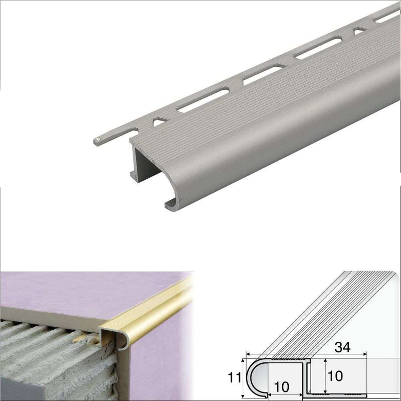 Premium Aluminium Stair Nosing Non-Slip Grooved Trim for Tiles Durable & Stylish Solution for Commercial & Residential Staircases!