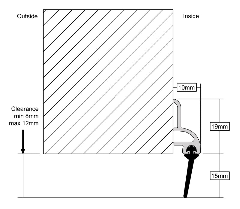 Premium Aluminium Rubber Bottom Door Seal Protection For Sliding Doors