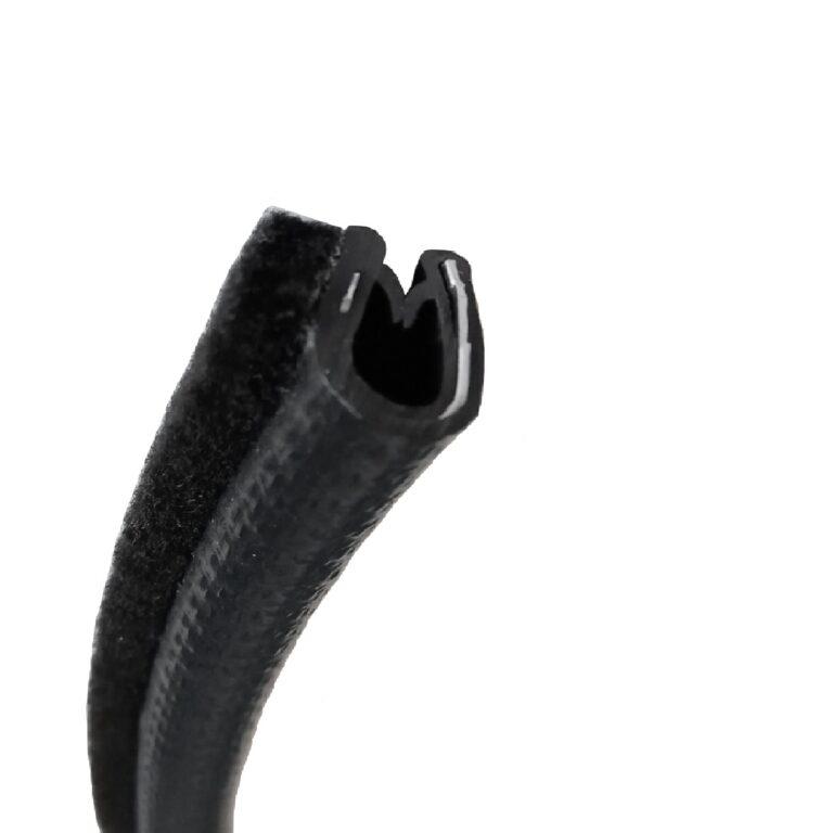 Weatherproof Black Flexible Rubber Edge Trim with Felt Seal for Furniture and Outdoor Equipment