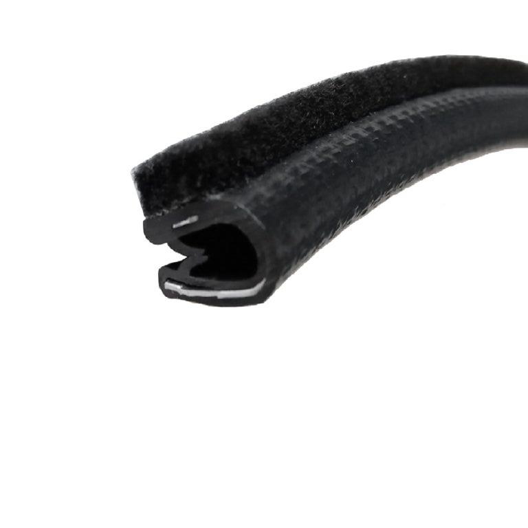 Weatherproof Black Flexible Rubber Edge Trim with Felt Seal for Furniture and Outdoor Equipment