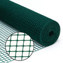 Green Plastic Mesh - 19mm x 19mm Square Holes Lightweight for Garden - 1m High Roll
