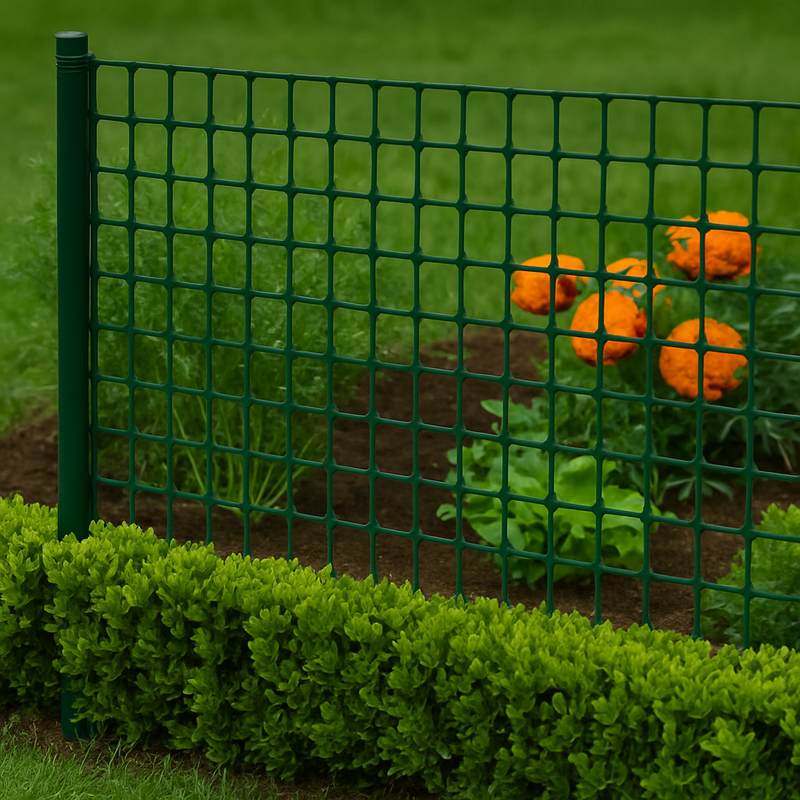 Green Plastic Mesh - 19mm x 19mm Square Holes Lightweight for Garden - 1m High Roll