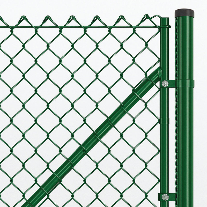 Green Chain Link Fence and Post Kit – L-Shaped Run, Complete Installation Set