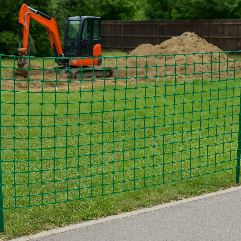 Green Plastic Mesh - 50mm x 50mm Square Holes for Garden - 1m High Fencing Roll