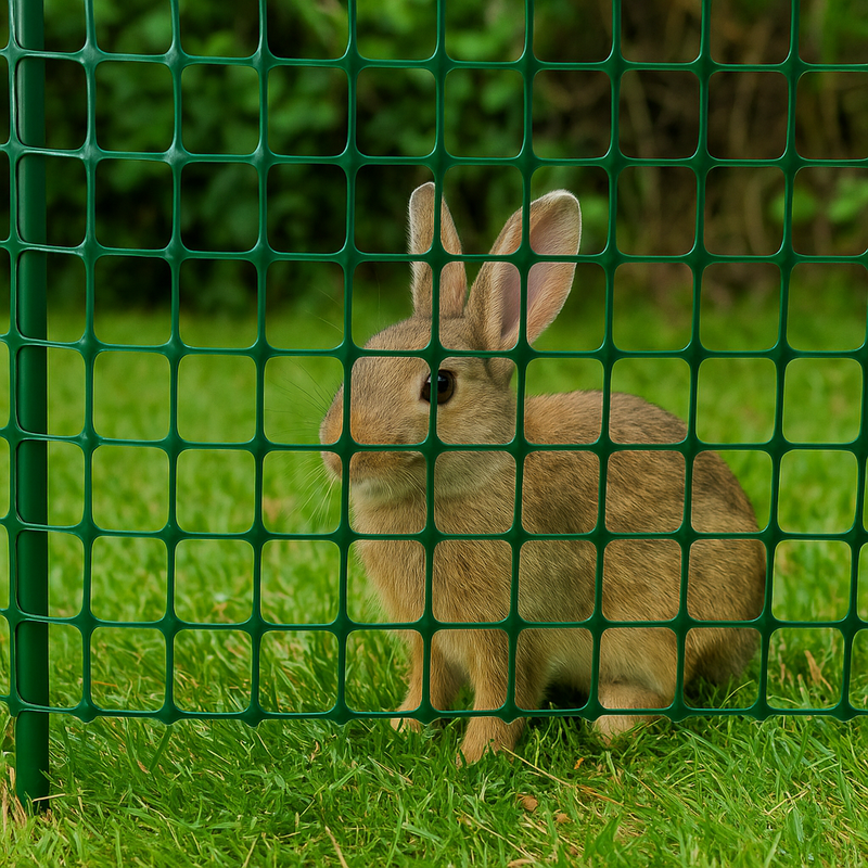 Green Plastic Mesh - 50mm x 50mm Square Holes for Garden - 1m High Fencing Roll