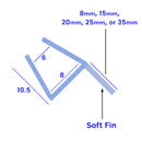 Versatile PVC Shower Seal for Gaps 3mm to 35mm Suitable for 6-8mm Thick Glass