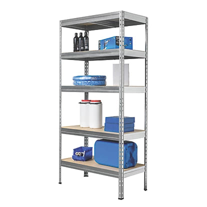 High Quality 5-Tier Silver Galvanised Steel Rivet Shelving Unit - 900mm