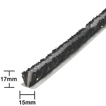 Self-Adhesive Extra Thick Brush Pile Black And Grey Weatherstrip For Garage Doors - 7m