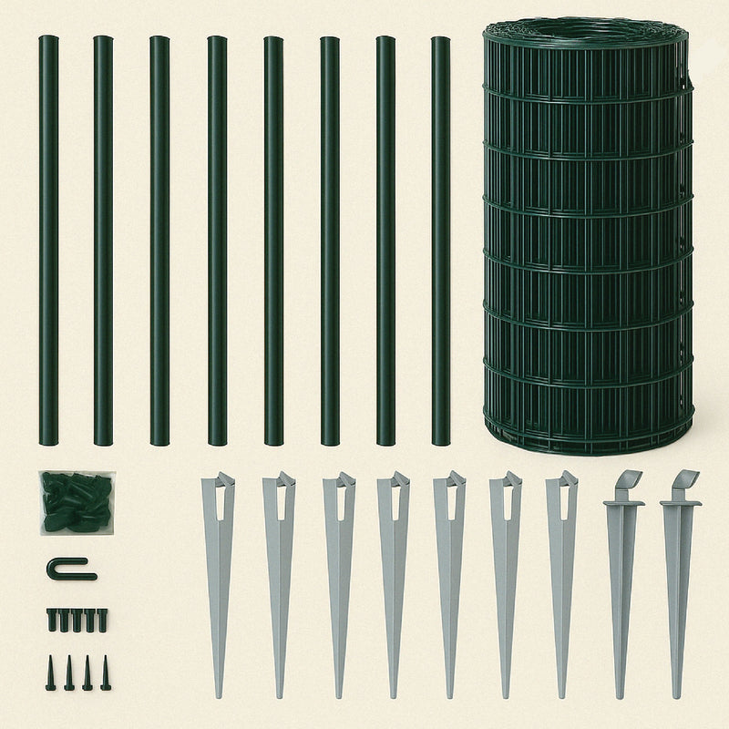 Fencing Kit – Green PVC Coated Welded Wire Mesh Complete Set Galvanised
