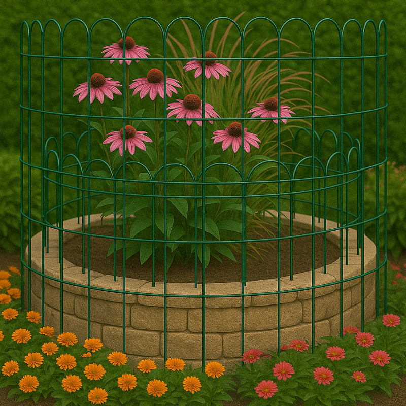 Premium Garden Border Fence – Green Arch Top Coated Steel